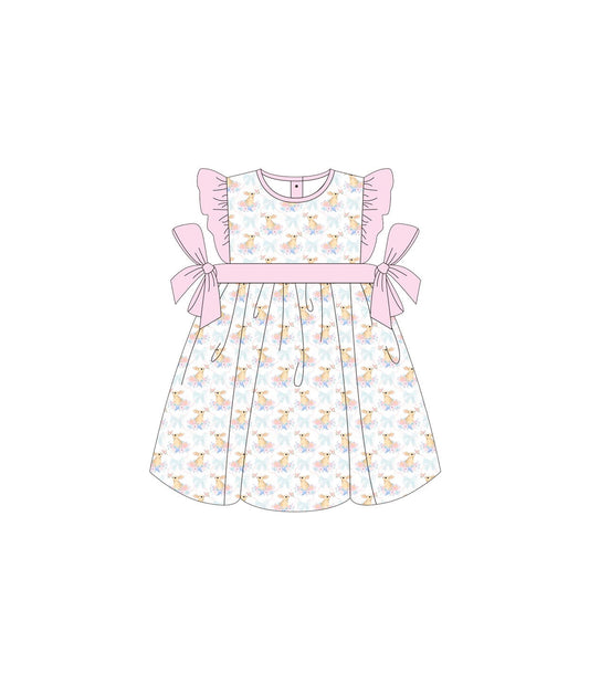 Baby Girls Easter Pink Bows Rabbits Knee Length Dresses preorder