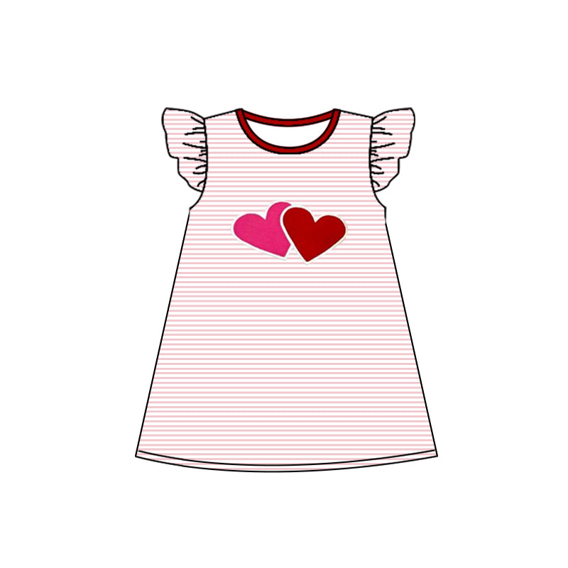 Baby Girls Valentines Pink Stripes Hearts Knee Length Dresses preorder