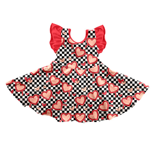 Baby Girls Valentines Glasses Flutter Sleeve Knee Length Dresses Preorder