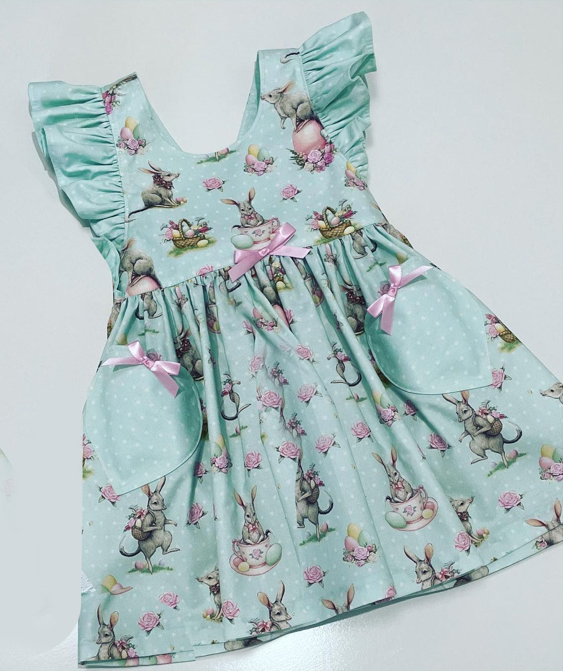 Baby Girls Easter Rabbits Eggs Flowers Knee Length Dresses Preorder