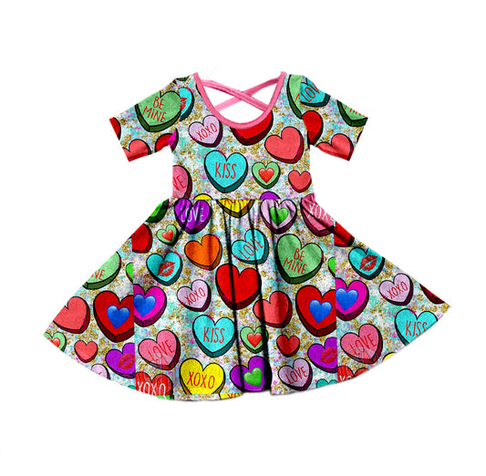 Baby Girls Valentines Love Hearts Knee Length Dresses Preorder