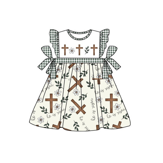 Baby Girls Toddler Easter Cross Knee Length Dresses Preorder