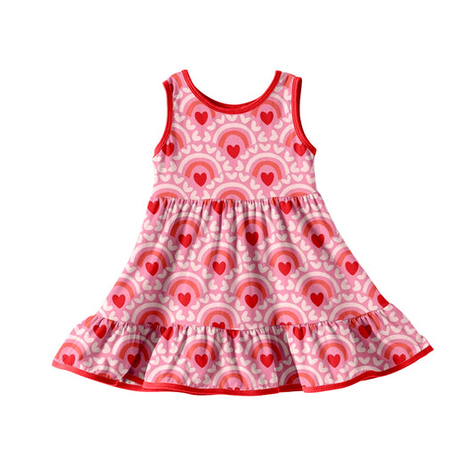 Baby Girls Rainbow Hearts Sleeveless Knee Length Dresses Preorder