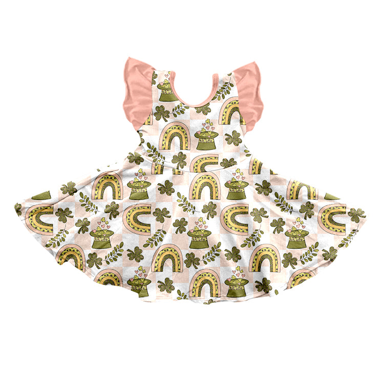 Baby Girls Pink St Patrick Day Flutter Sleeve Knee Length Dresses Preorder