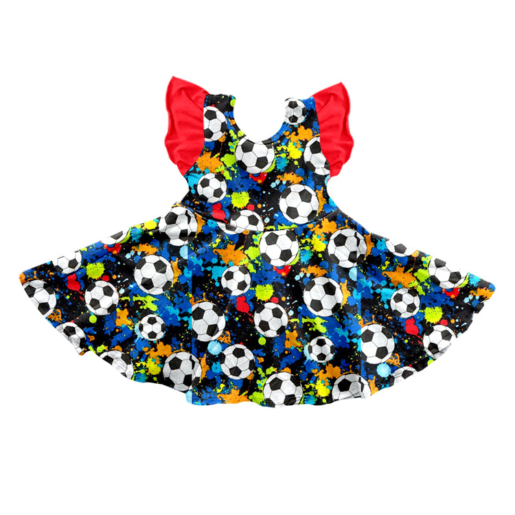 Baby Girls Football Tie Dye Knee Length Dresses Preorder