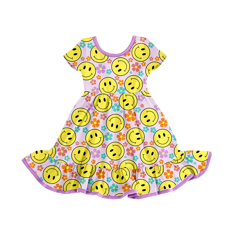 Baby Girls Smiles Flowers Ruffle Knee Length Dresses Preorder