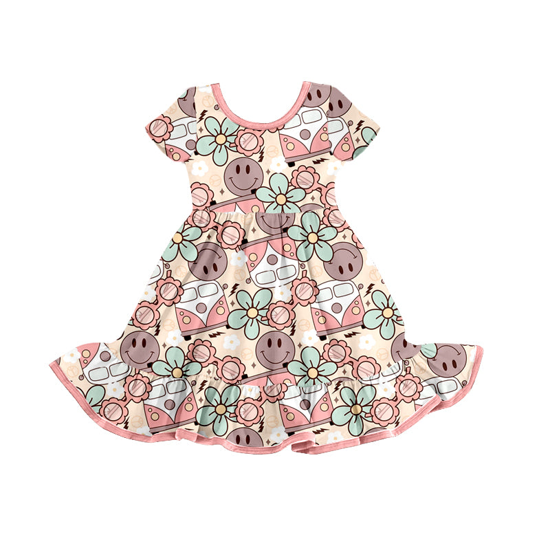 Baby Girls Smile Cars Flowers Ruffle Dresses Preorder