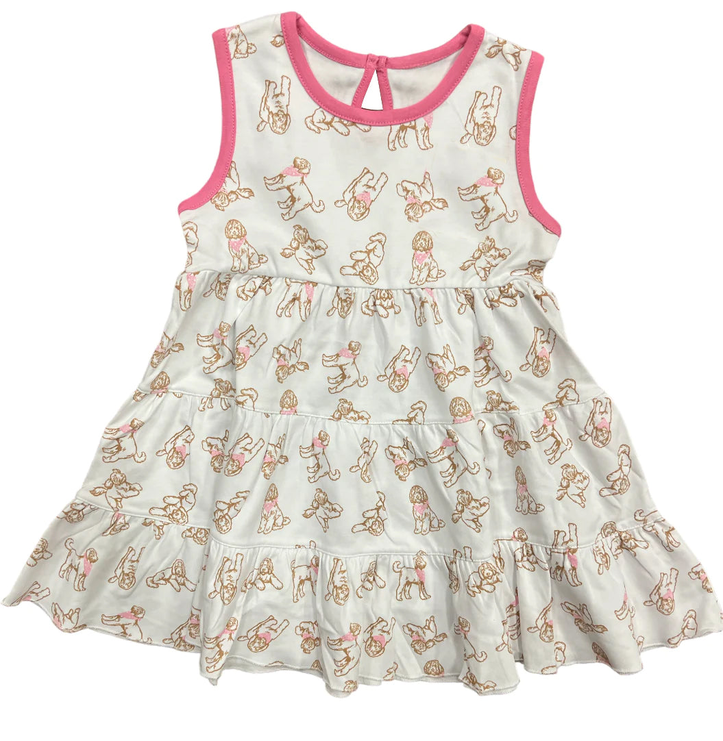 Baby Girls Sleeveless Summer Dogs Knee Length Dresses Preorder