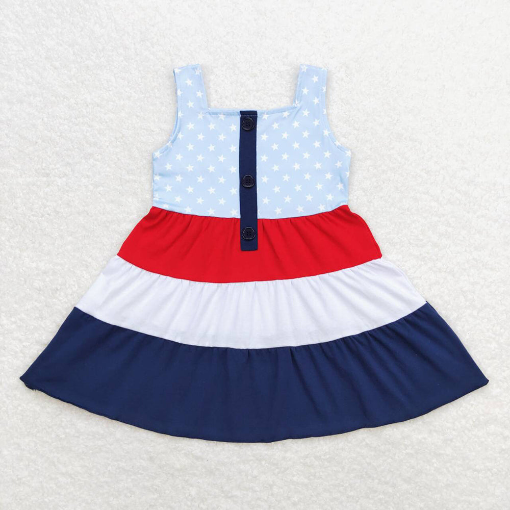 Sibling Baby Girls Stars 4th Of July Knee Length Dresses