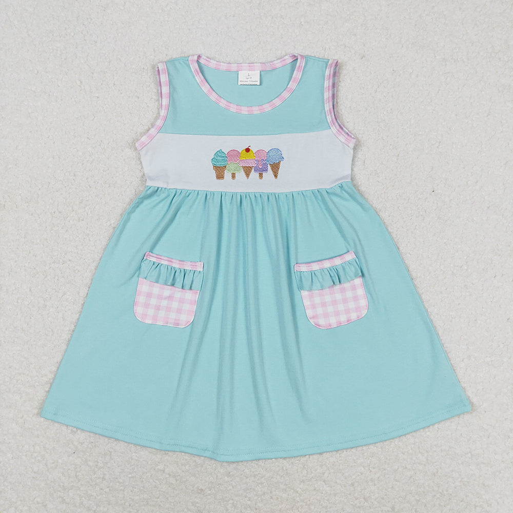 Embroidery Sibling Baby Girls Summer Knee Length Dresses