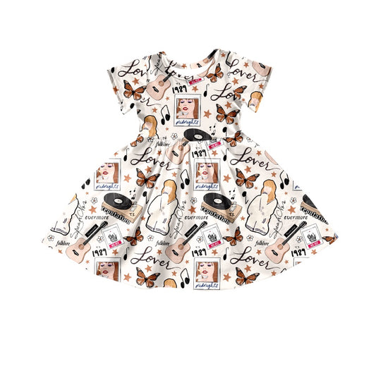 Baby Girls Singer BUtterfly Short Sleeve Knee Length Dresses Preorder