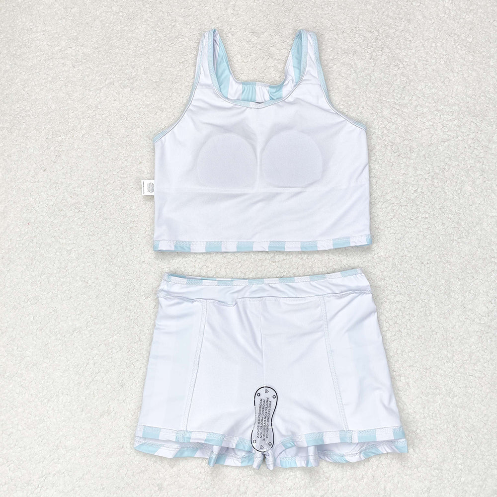 Baby Girls Summer Blue Stripes Top Skirts Active Wear Clothes Sets