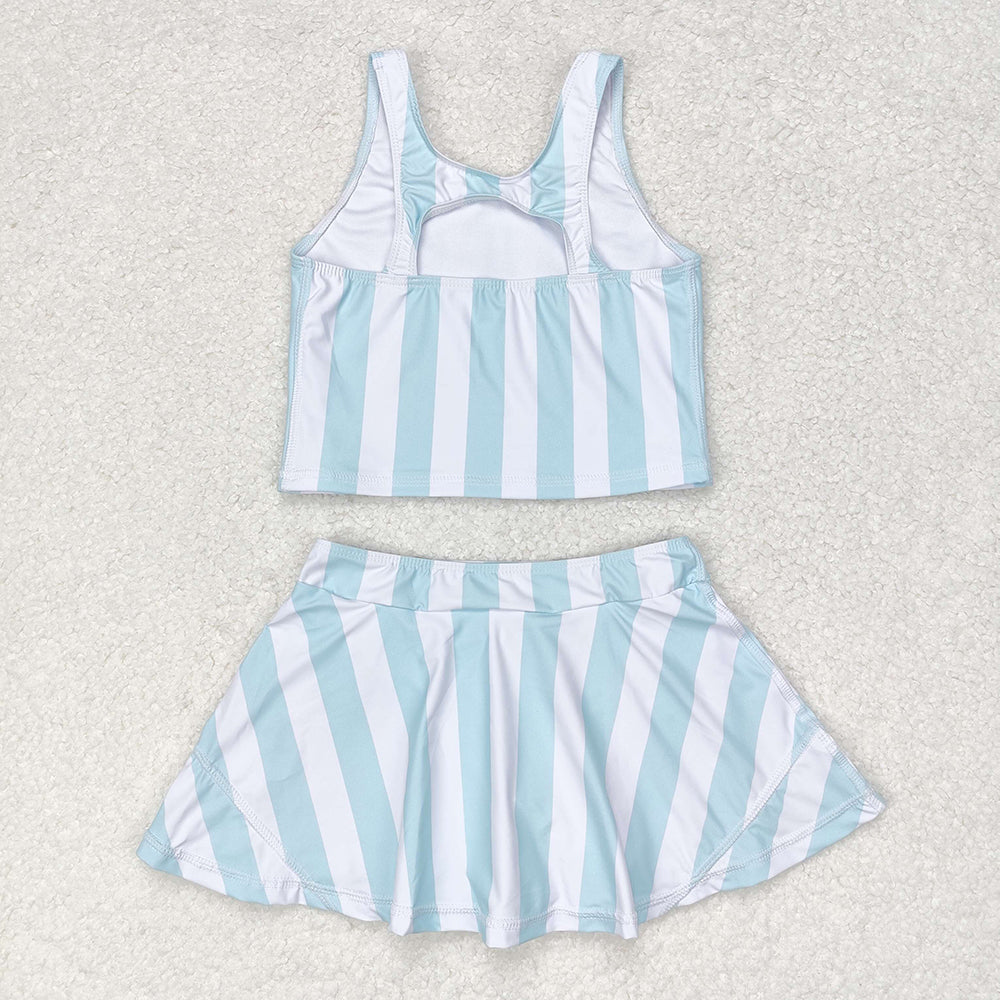 Baby Girls Summer Blue Stripes Top Skirts Active Wear Clothes Sets