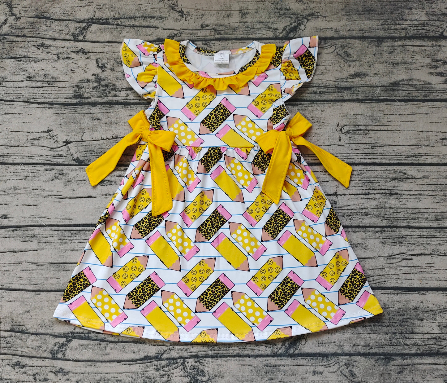 Baby Girls Back To School Pencils Bows Knee Length Dresses