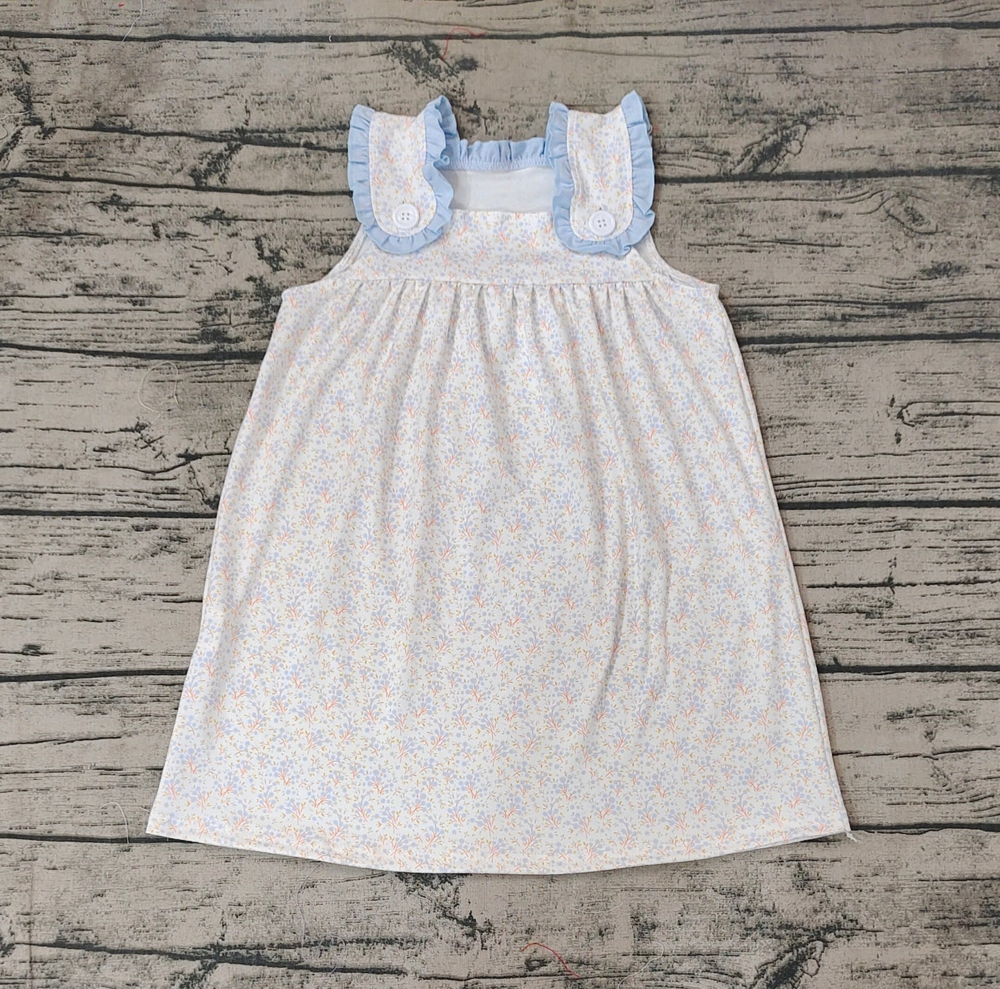 Baby Girls Blue Small Flowers Knee Length Dresses