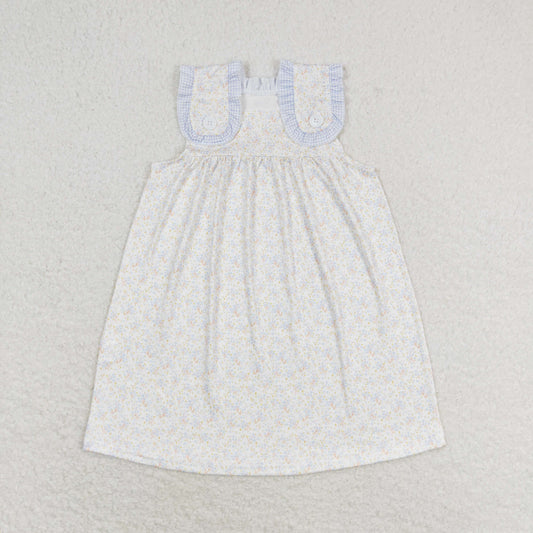 Sibling Baby Girls Sleeveless Bows Flowers Stripes Ruffle Knee Length Dresses