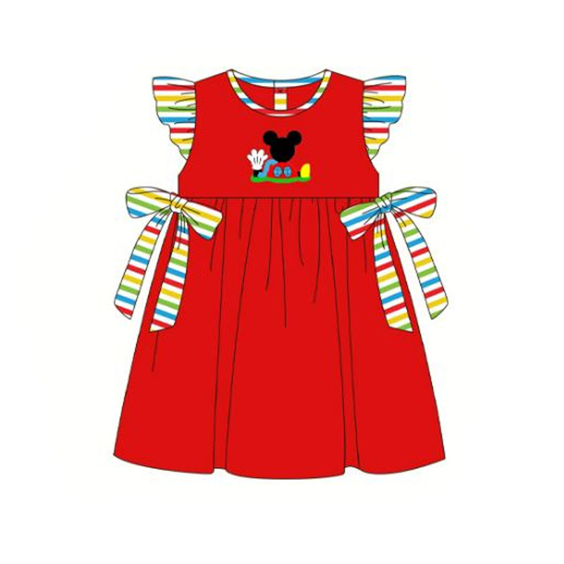 Baby Girls Red Mouse Head Bows Knee Length Dresses Preorder