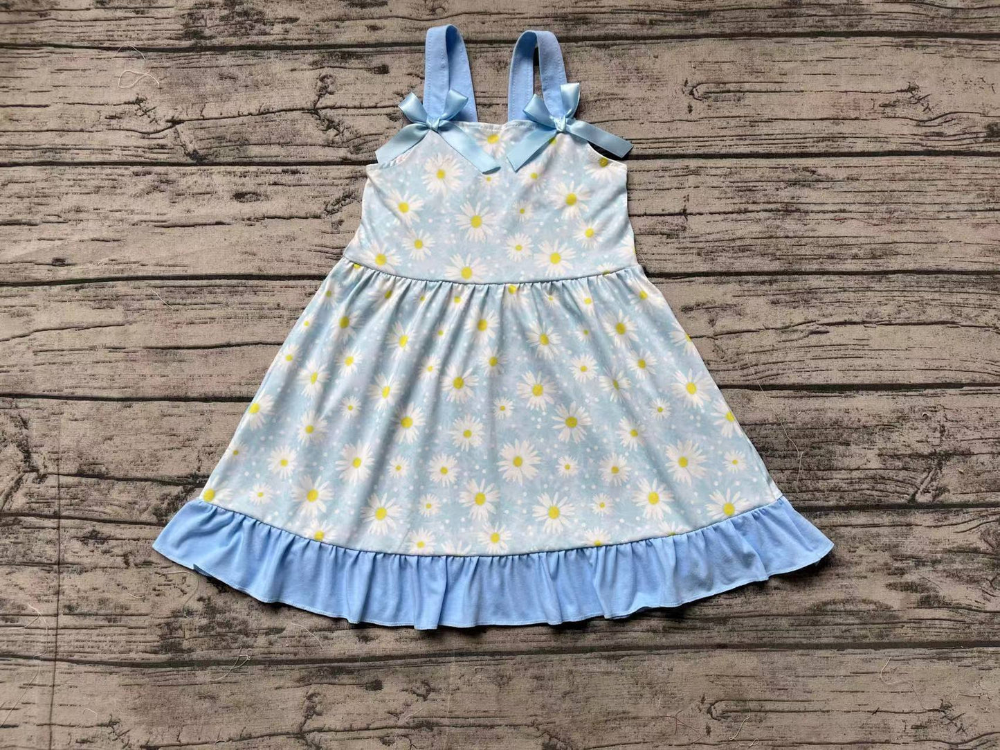 Baby Girls Daisy Flowers Bows Knee Length Dresses