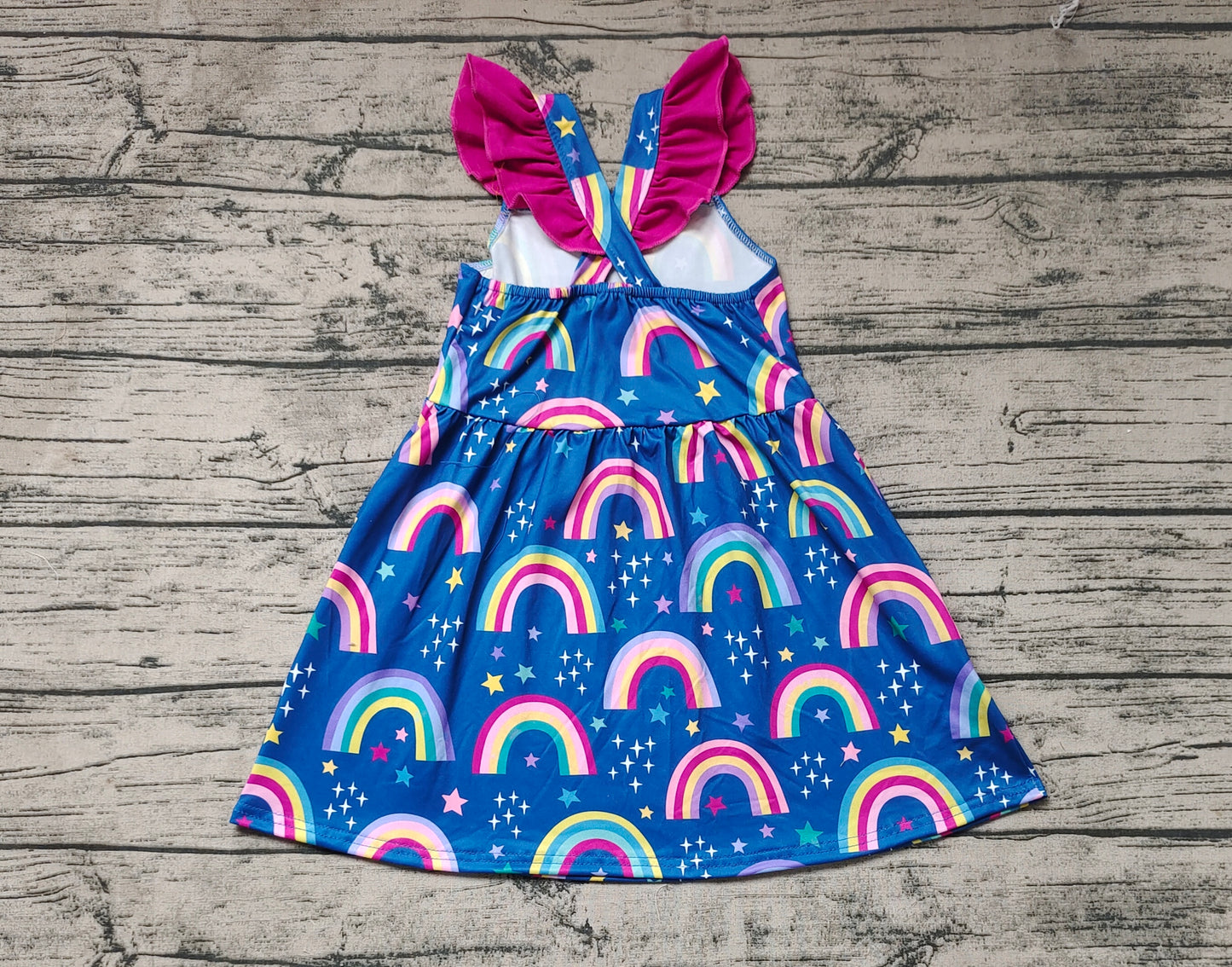 Baby Girls Rainbow Flutter Sleeve Knee Length Dresses