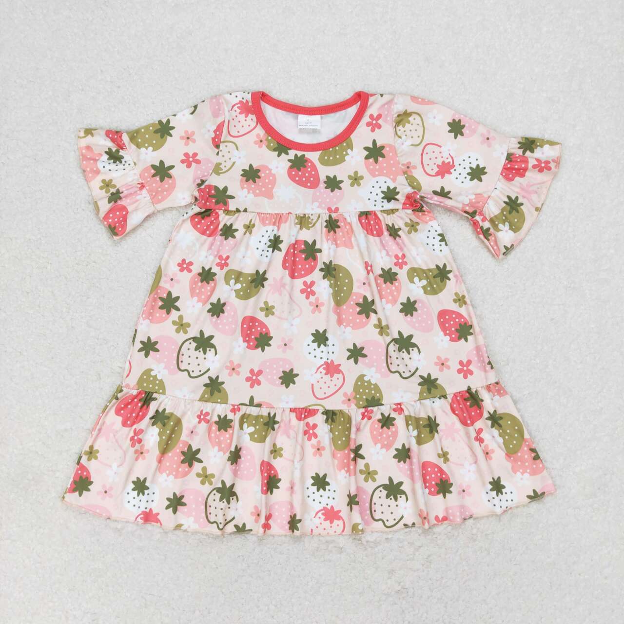 Sibling Baby Girls Flowers Plaid Short Ruffle Sleeve Knee Length Dresses