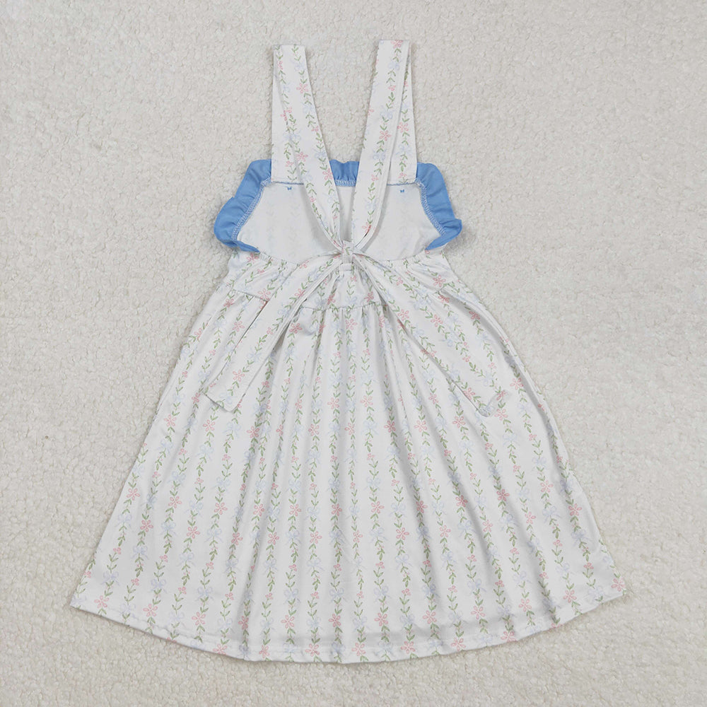 Sibling Baby Girls Flowers Leaves Ruffle Rompers Dresses