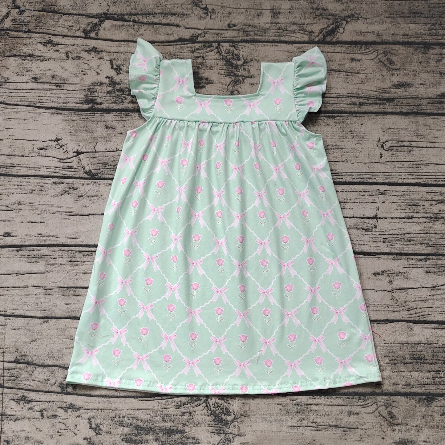 Baby Girls Green Bows Ruffle Knee Length Dresses