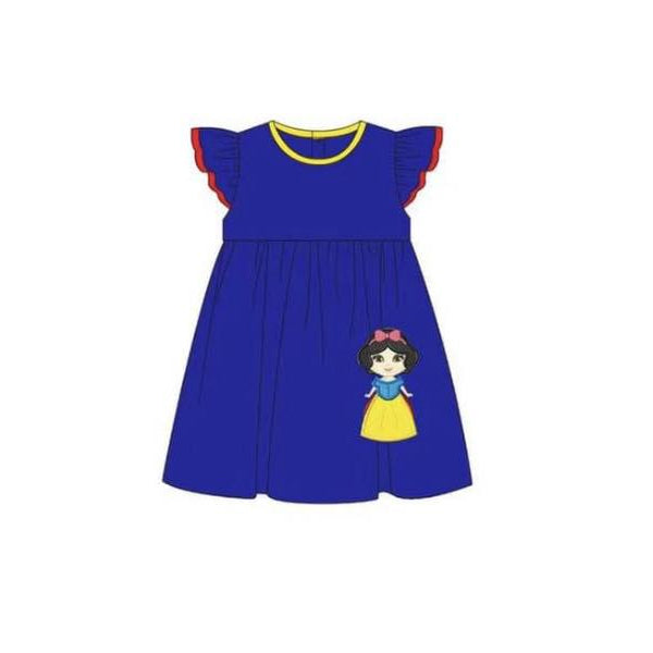 Baby Girls Blue Princess Flutter Sleeve Knee Length Dresses Preorder