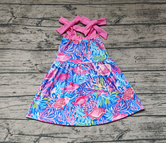 Baby Girls Straps Fishes Knee Length Dresses