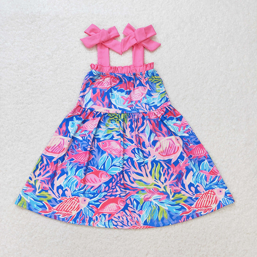 Sibling Baby Girls Sea Flowers Twirl Dresses
