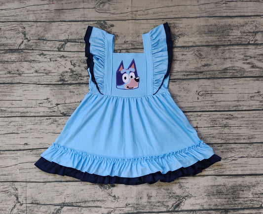 Baby Girls Dogs Blue Knee Length Dresses