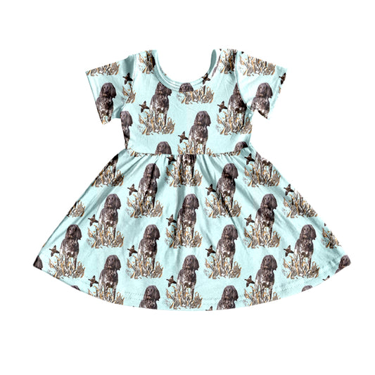 Baby Girls Dog Hunting Short Sleeve Knee Length Dresses Preorder