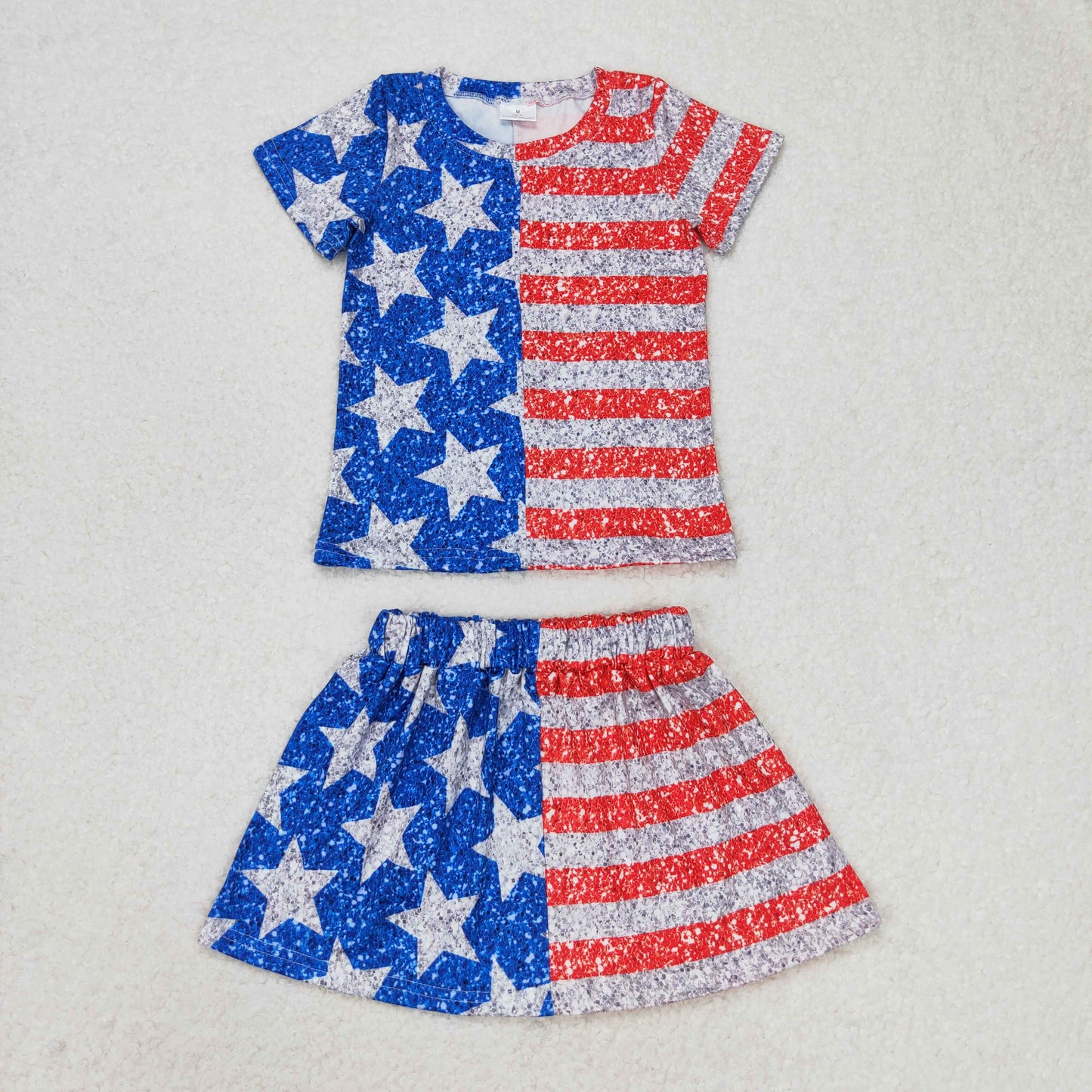 Sibling Baby Girls Stars Stripe 4th of July Shorts Clothes Sets Knee Length Dresses