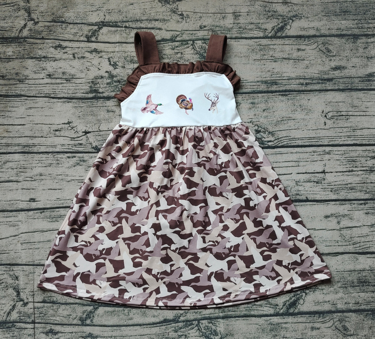 Baby Girls Camo Duck Turkey Deer Straps Knee Length Dresses