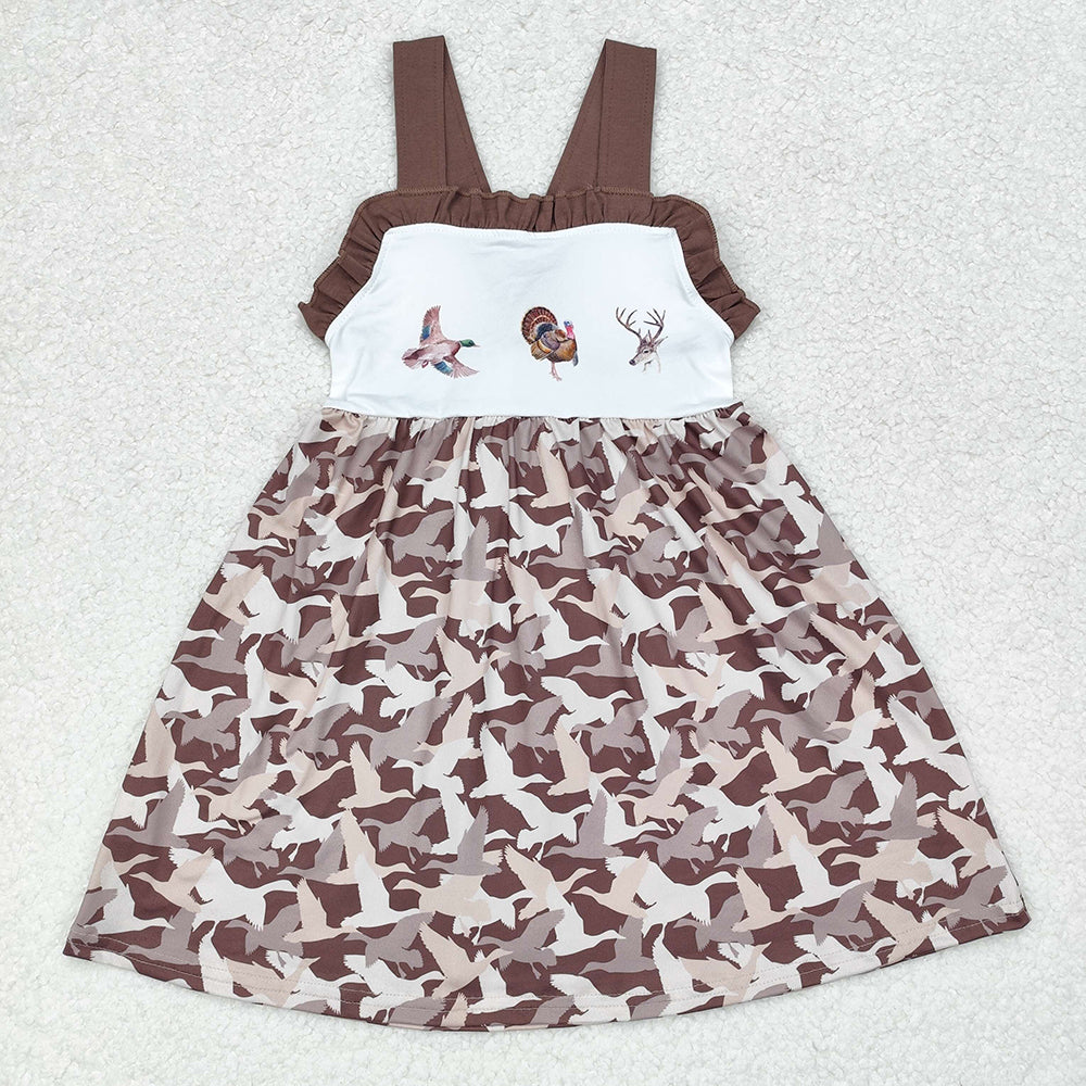 Baby Girls Camo Duck Turkey Deer Straps Knee Length Dresses