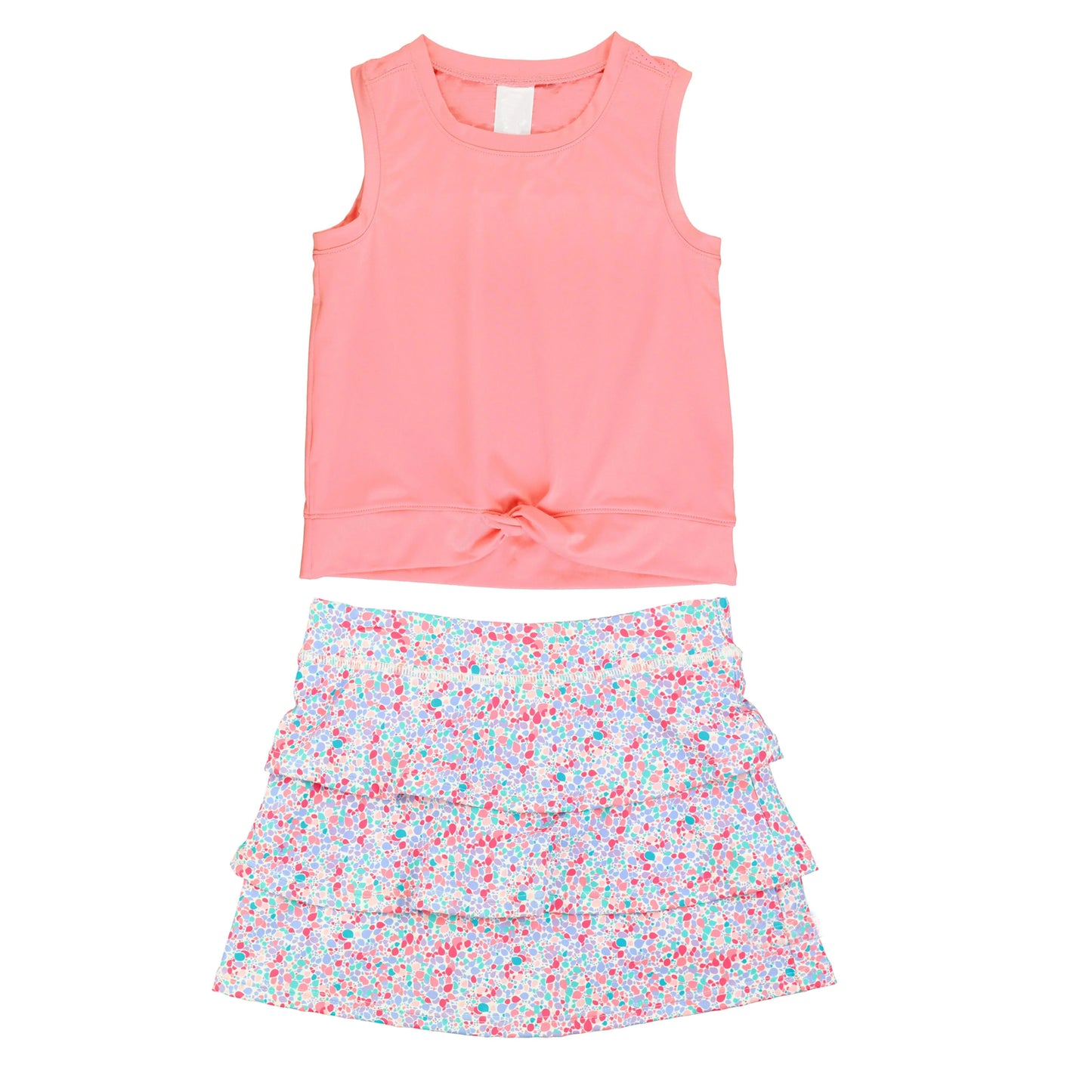 Baby Girls Pink Sleeveless Top Ruffle Flowers Skirts Clothes Sets Preorder