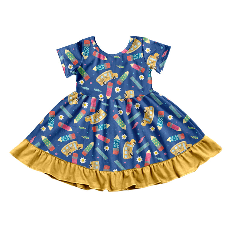 Baby Girls Bus Back To School Knee Length Dresses Preorder