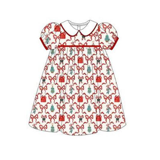 Baby Girls Christmas Bows Trees Knee Length Dresses Preorder