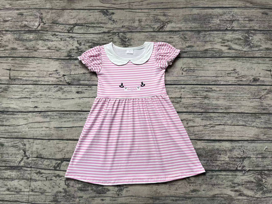 Baby Girls Pink Stripes Halloween Ghost Knee Length Dresses