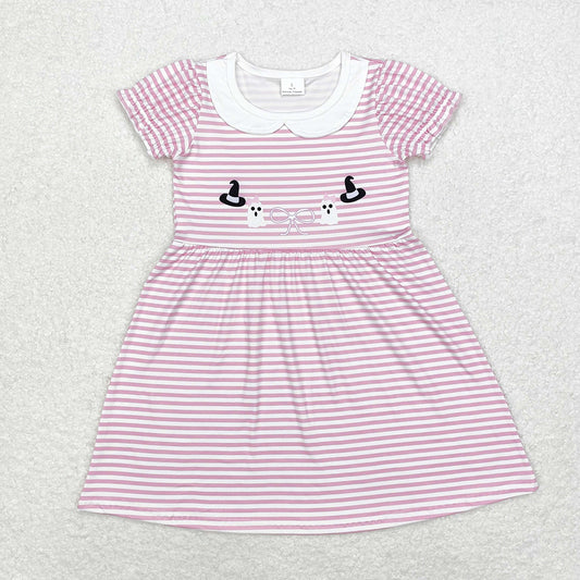 Baby Girls Pink Stripes Halloween Ghost Knee Length Dresses