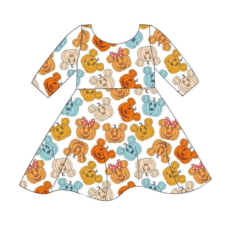 Baby Girls Halloween Mouse Pumpkin Knee Length Dresses Preorder