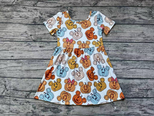 Baby Girls Halloween Mouse Pumpkin Knee Length Dresses