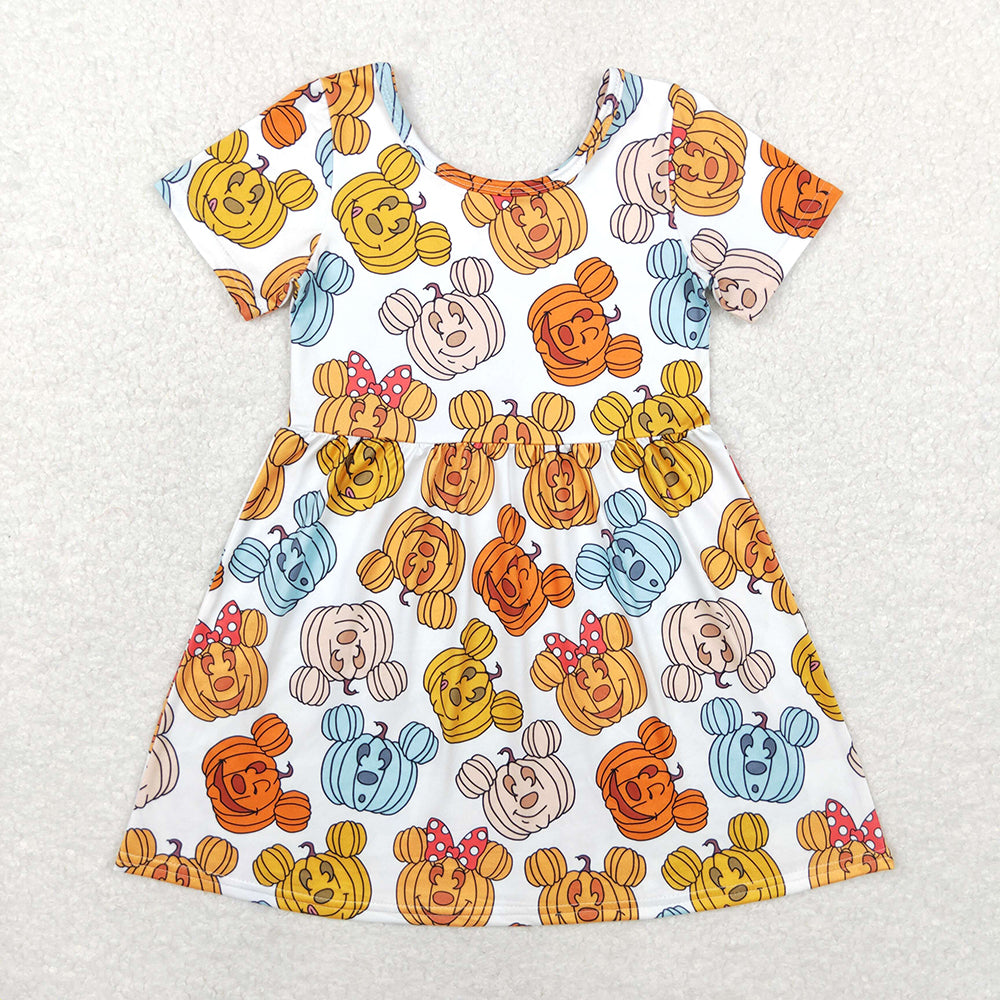 Baby Girls Halloween Mouse Pumpkin Knee Length Dresses