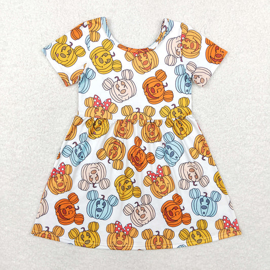 Baby Girls Halloween Mouse Pumpkin Knee Length Dresses