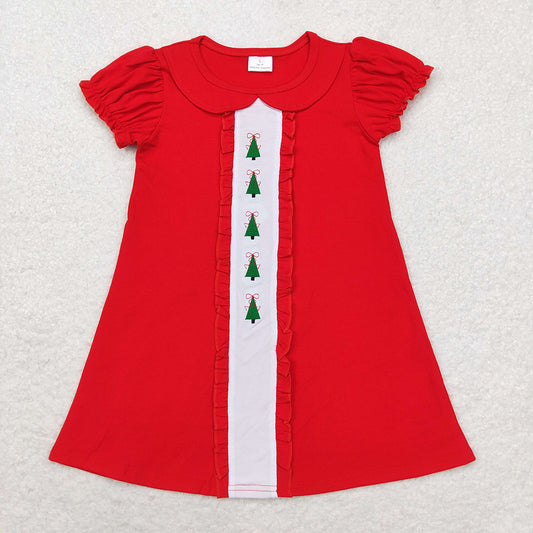 Baby Girls Christmas Tree Red Short Sleeve Knee Length Dresses