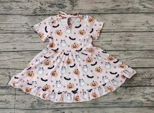 Baby Girls Halloween Ghost Pumpkins Knee Length Dresses