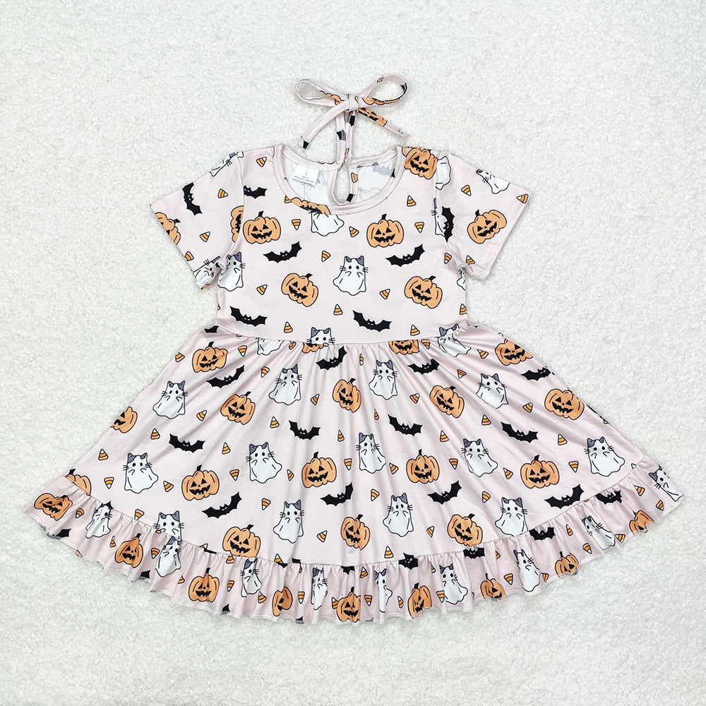 Baby Girls Halloween Ghost Pumpkins Knee Length Dresses