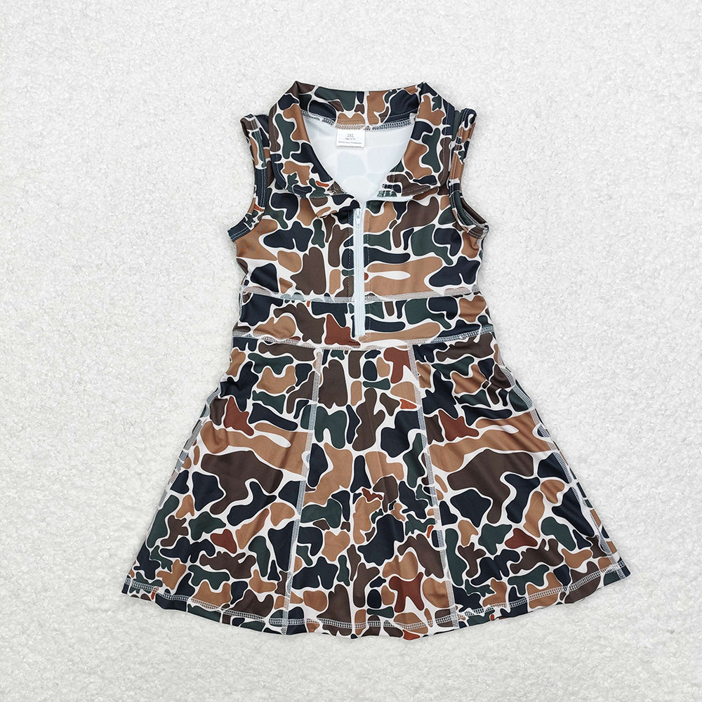 Baby Girls Brown Camo Athletic Active Wear Knee Length Dresses