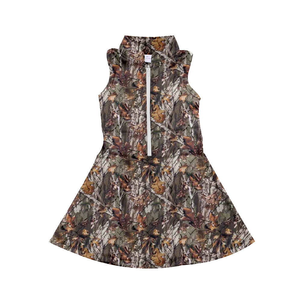 Baby Girls Camo Leaves Athletic Active Wear Knee Length Dresses Preorder