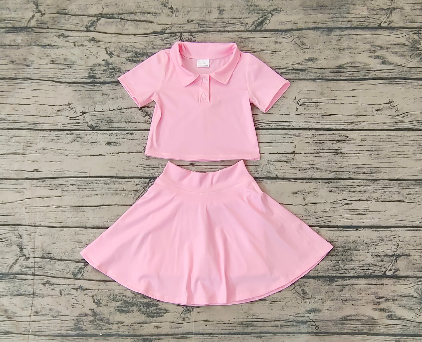 Baby Girls Pink Buttons Shirt Skirt Active Wear Clothes Sets