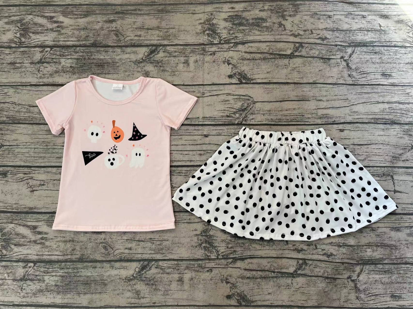 Baby Girls Halloween Pumpkin Top Skirts Clothes Sets